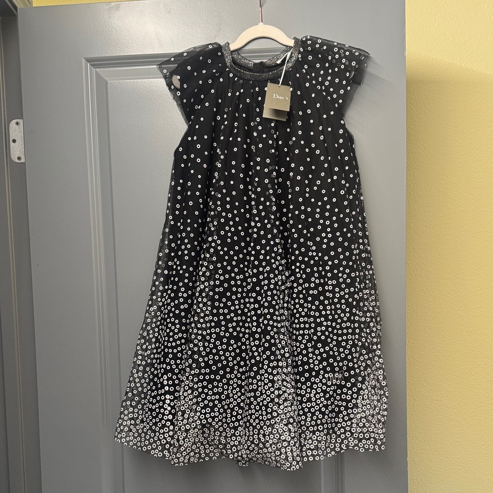 Dior Black and White Polka Dot Kids Dress